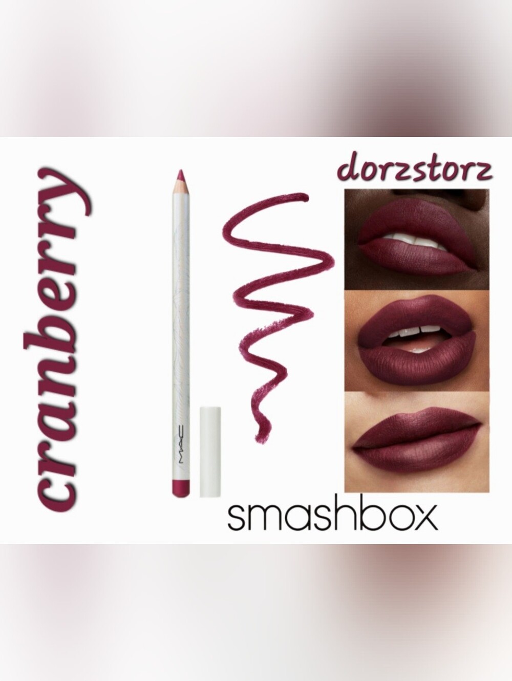 SMASHBOX • Line & Prime Lip Pencil • CRANBERRY • .04 oz • New in box